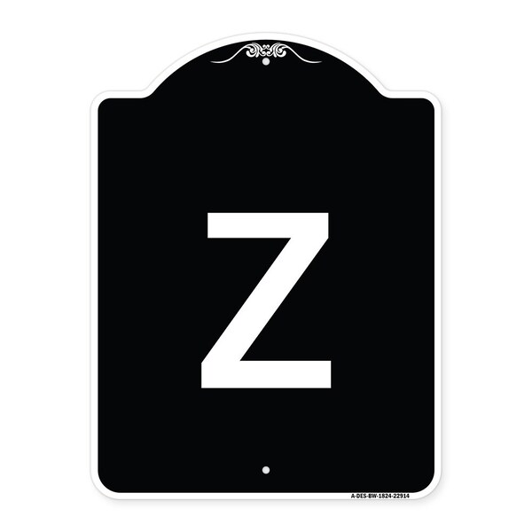 Signmission Sign with Letter Z Heavy-Gauge Aluminum Architectural Sign, 24" x 18", BW-1824-22914 A-DES-BW-1824-22914 - main